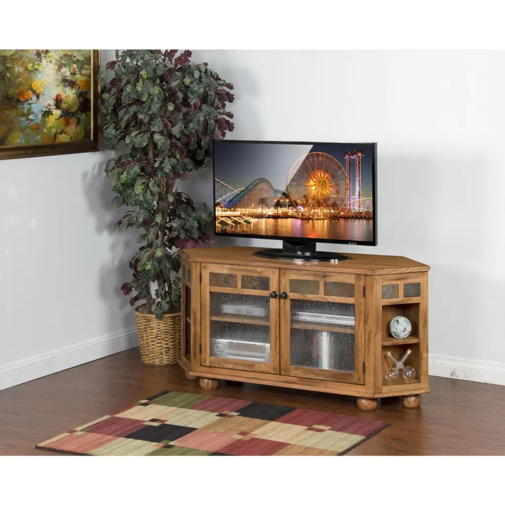 Sunny Designs Doe Valley 66 Transitional Wood TV Console Taupe Brown