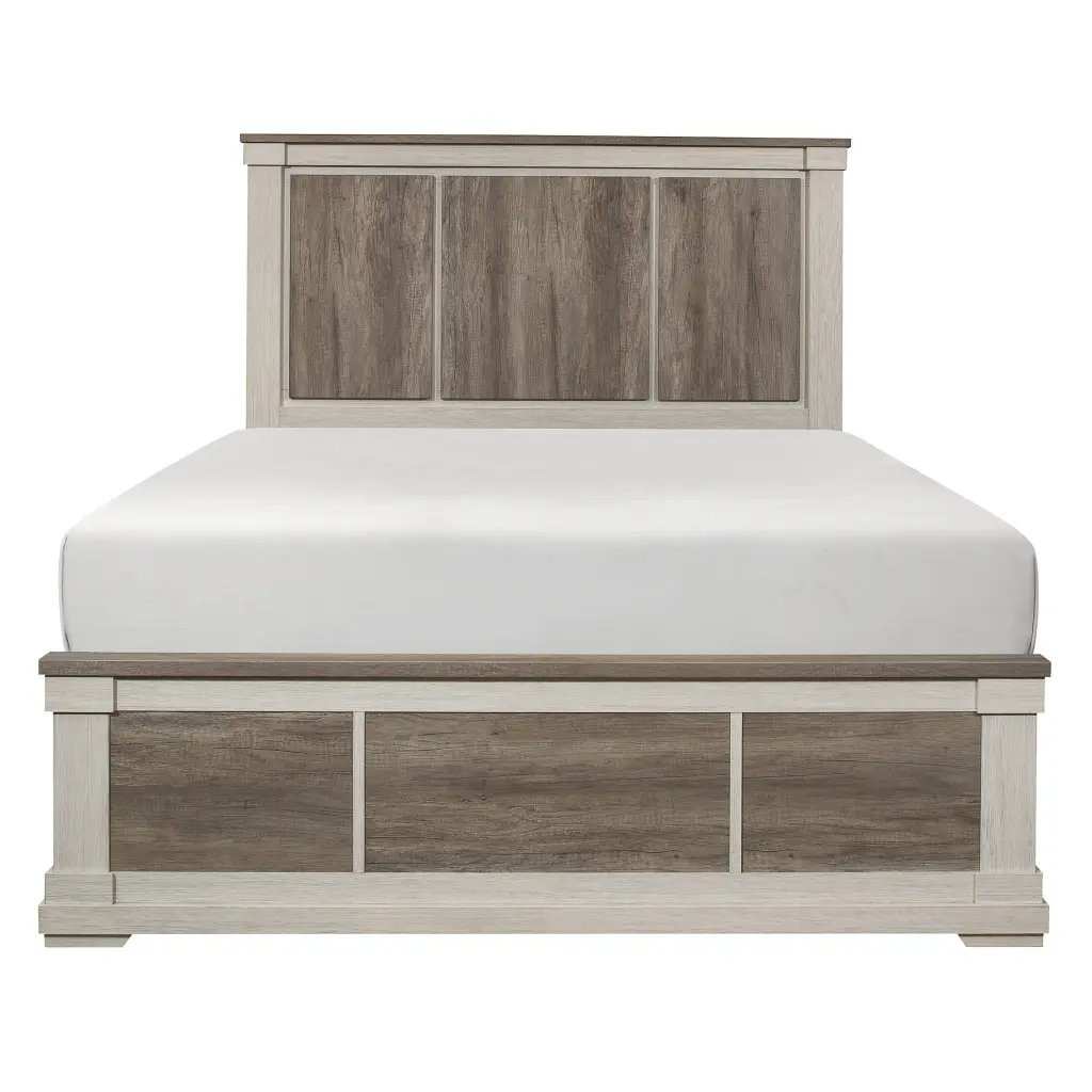 Transitional Bedroom Decor White and Weathered Gray Finish Queen Size Headboard kanepe