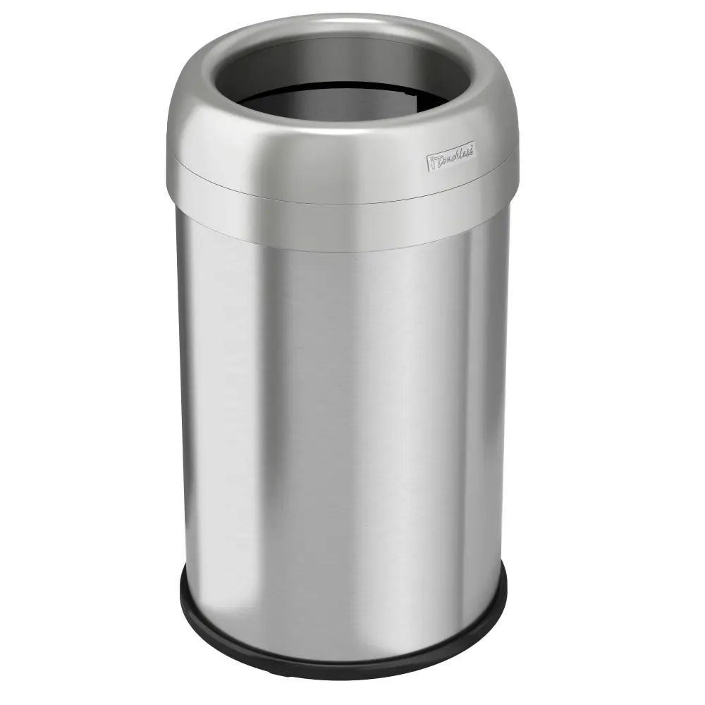 50 Liter / 13 Gallon Round Open Top Stainless Steel Kitchen Trash Can Double AbsorbX Odor Filters