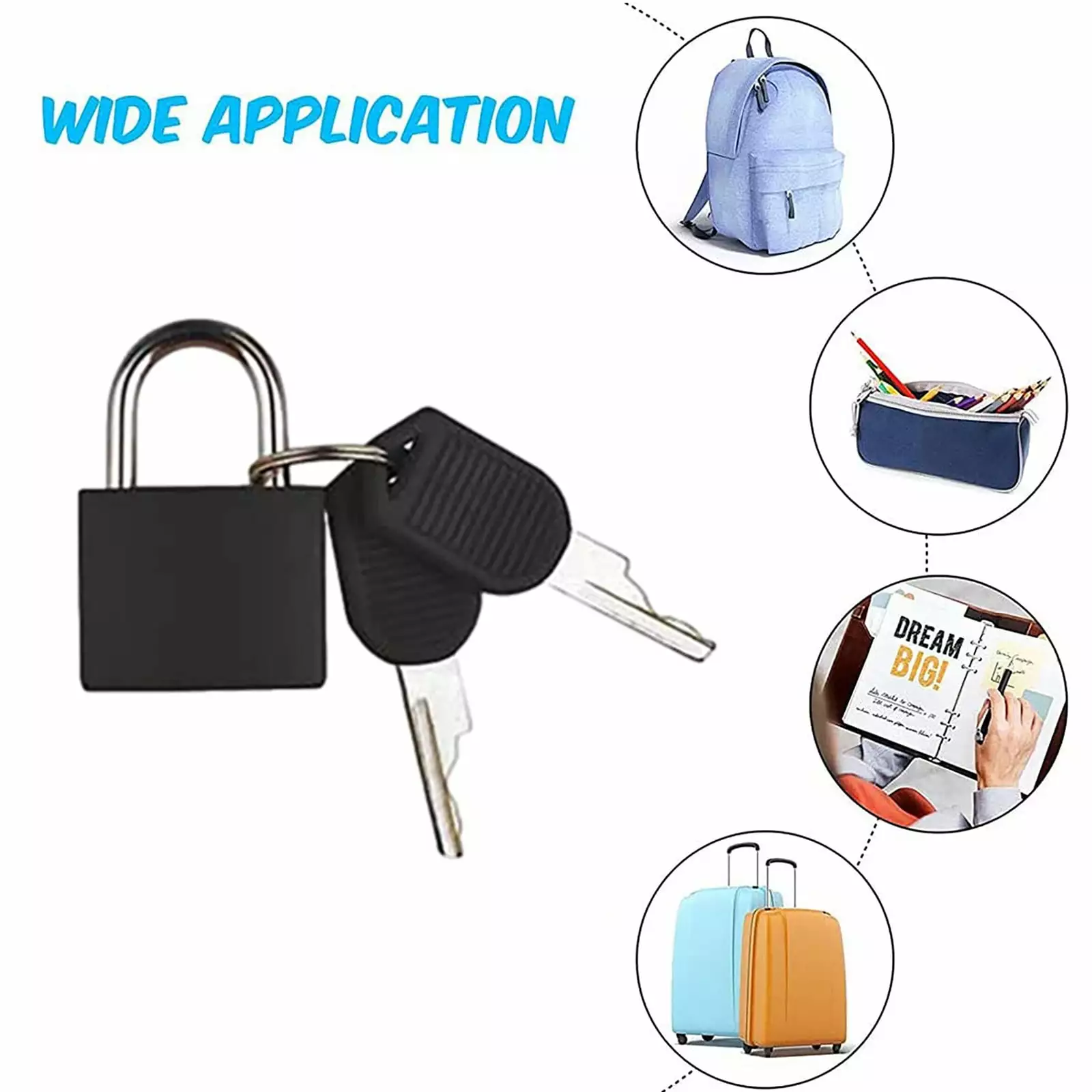 SIfdSeng Electronic Case Suitcase Lock Mini Padlock Key Small Lock School Bag Backpack Luggage One