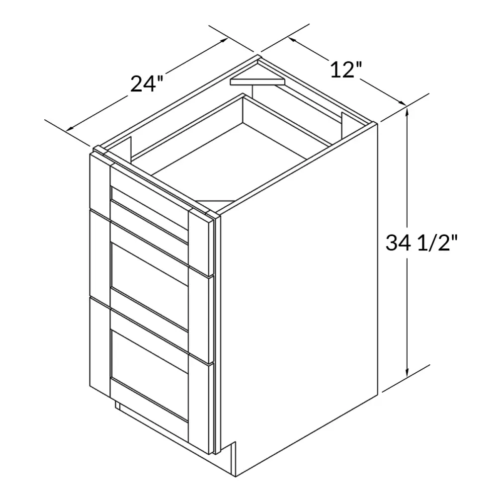 Drawer Base Kitchen Cabinet DB12 Shaker Toffee 12 . width 34.5 . height 24 . depth