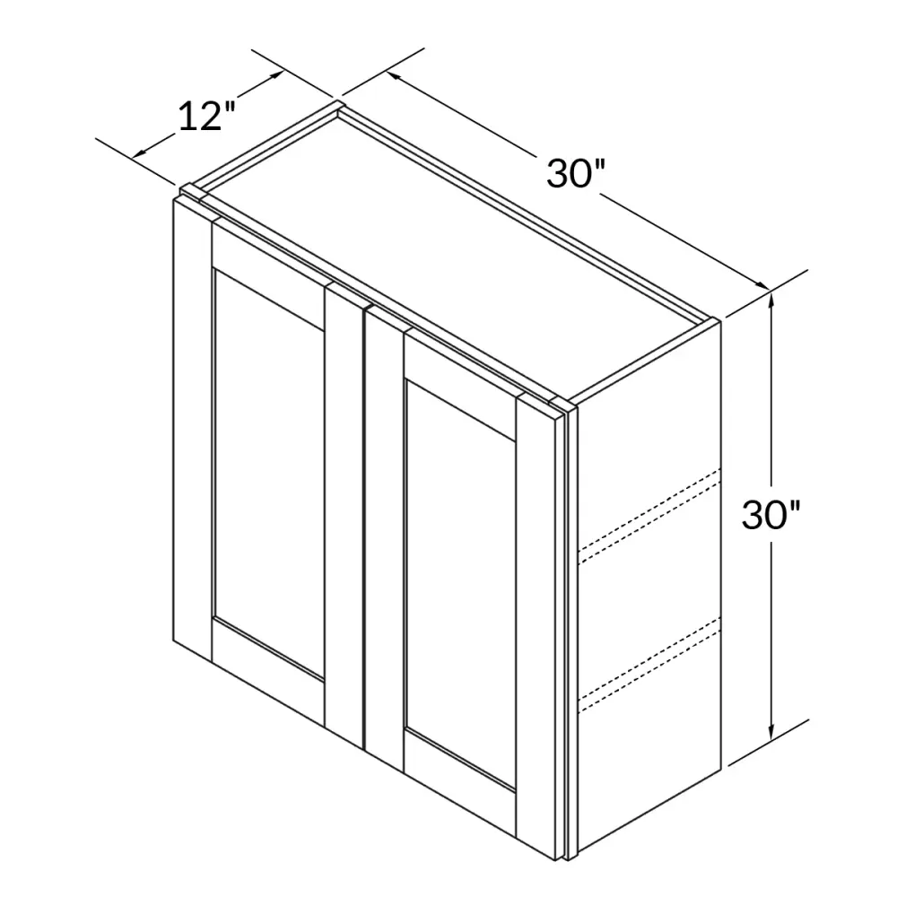 Wall Kitchen Cabinet W3030 Shaker Toffee LessCare 30 . width 30 . height 12 . depth