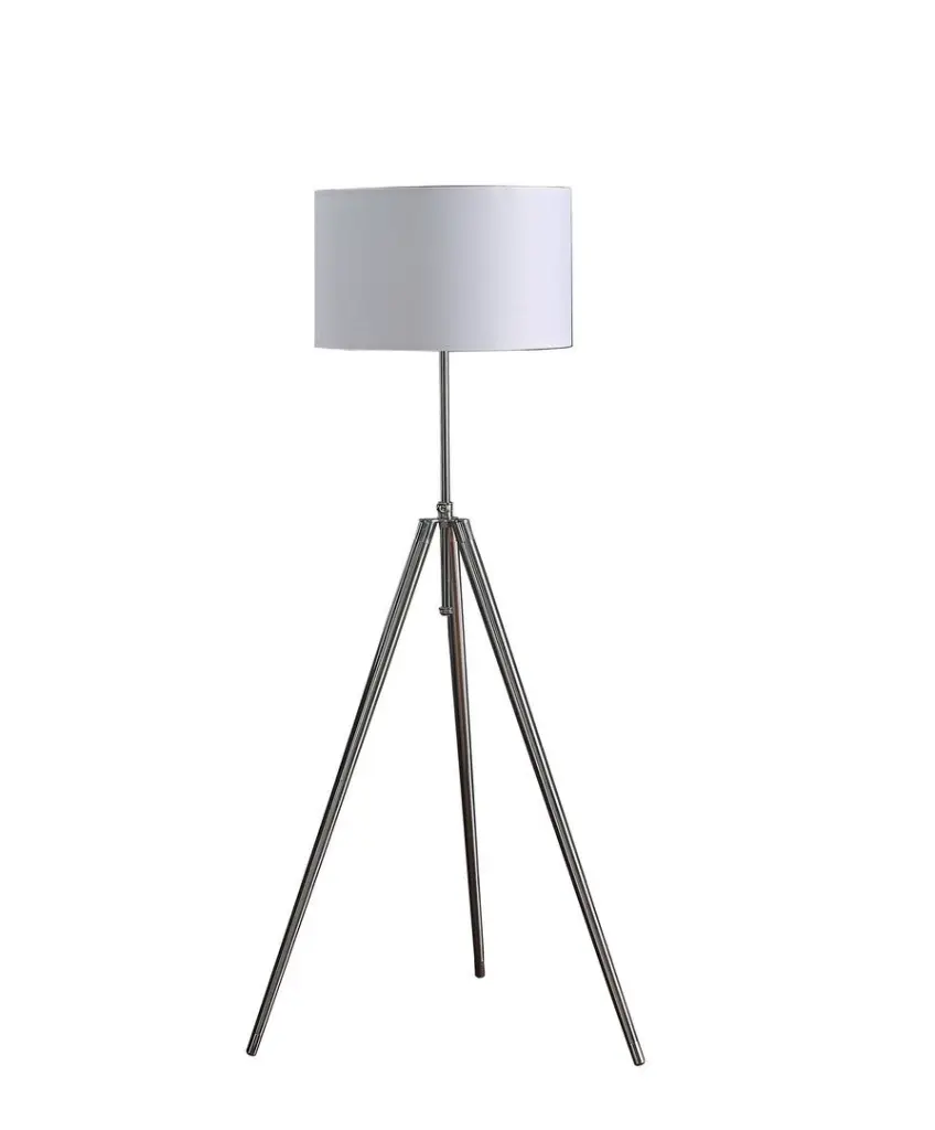 64" Mid Century Tripod Floor Lamp Chrome Silver Metal Adjustable california home