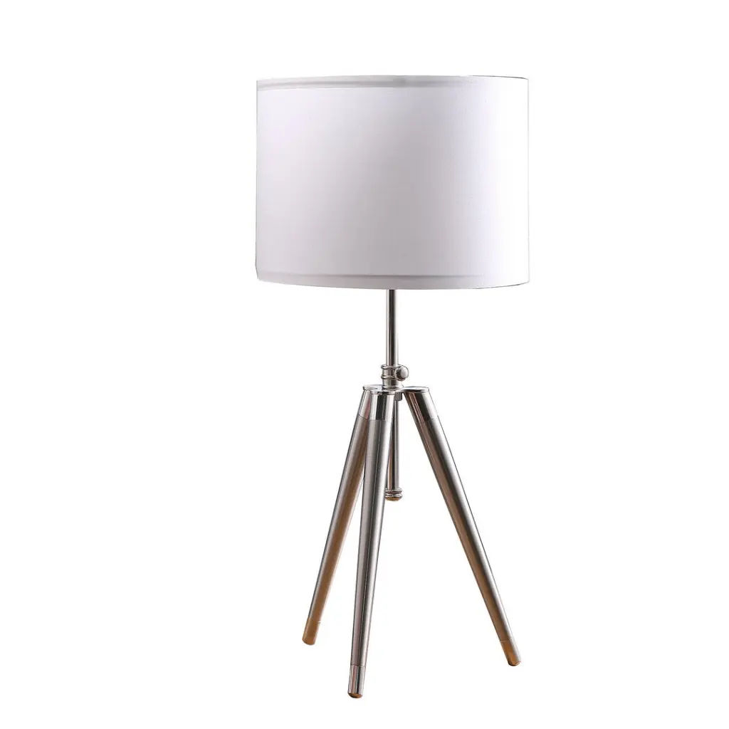 34.25" 29.25" Mid Century Adjustable Tripod Chrome Silver Metal Table california home