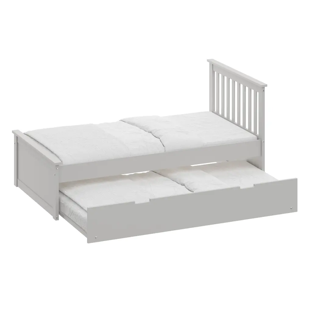 Gray Twin Trundle Bed Heavy Duty Malibu Solid Timber Bed Frame Storage brazil sustainable solid wood furniture