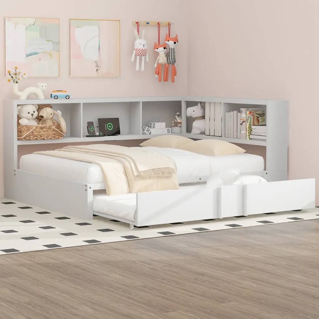 Metal Full Size Daybed Trundle Storage Cabinets And USB Ports wm dreamland