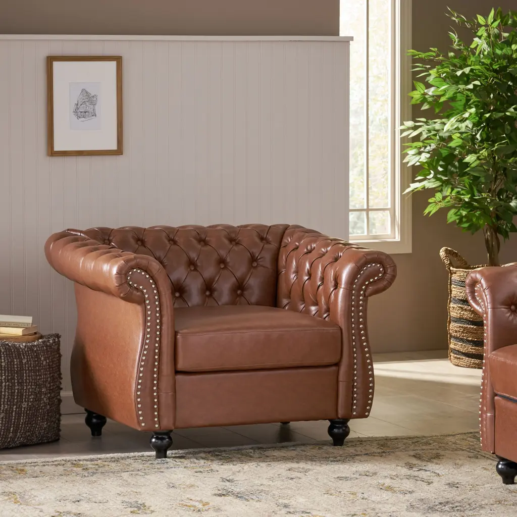 Comfy Arm Chair Tufted Back Modern Living Room, Bedroom and Study nh-mirod-can