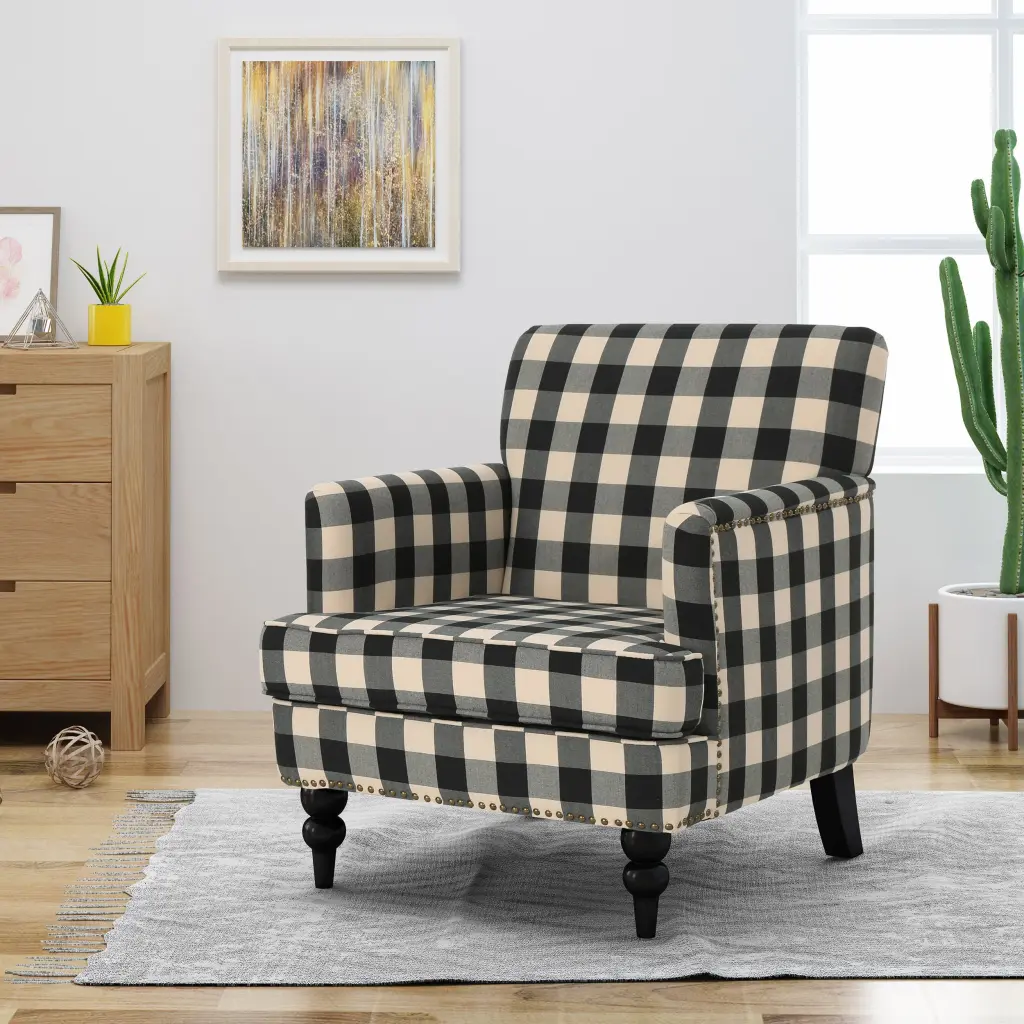 Harrison Tufted Club Chair Black Material nh-purenest