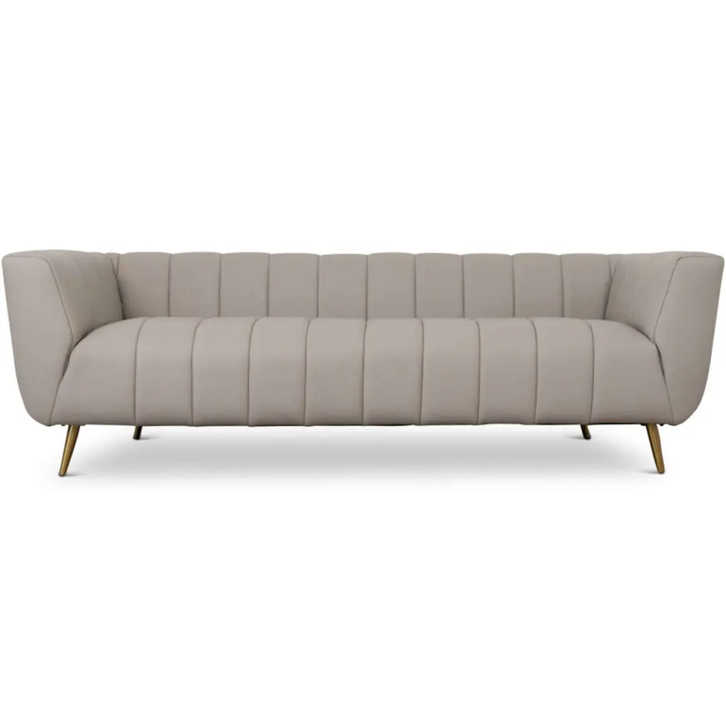 Lamattina Authentic Italian Grey Hide Channel Tufted Sofa Beige, Light Grey ashcroft furniture