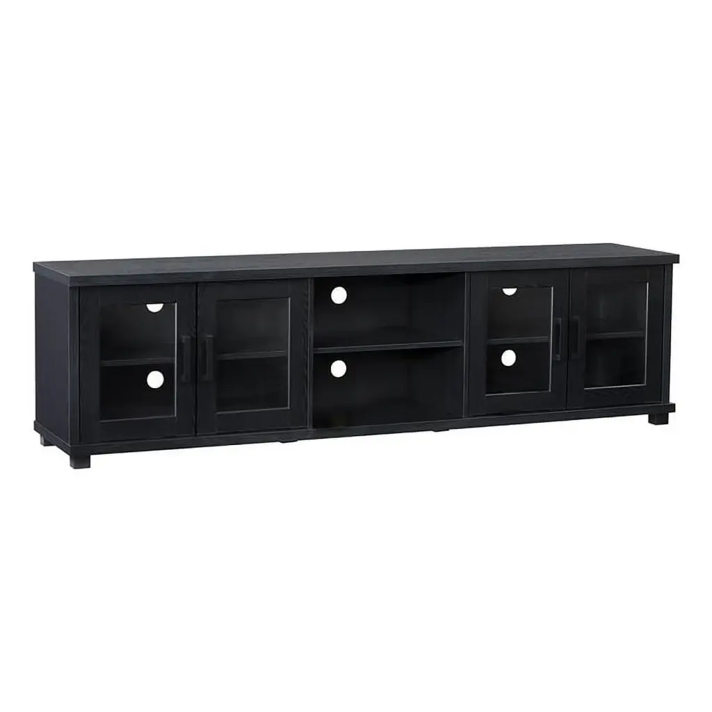 Atlin Designs Modern Wood TV Bench TVs up to 90 Inches Black