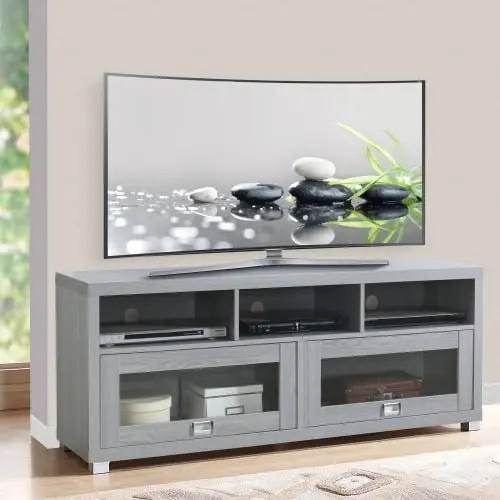 Grey Scratch Resistant TV Stand Console Storage TVs up to 75 Inches Triple Tree