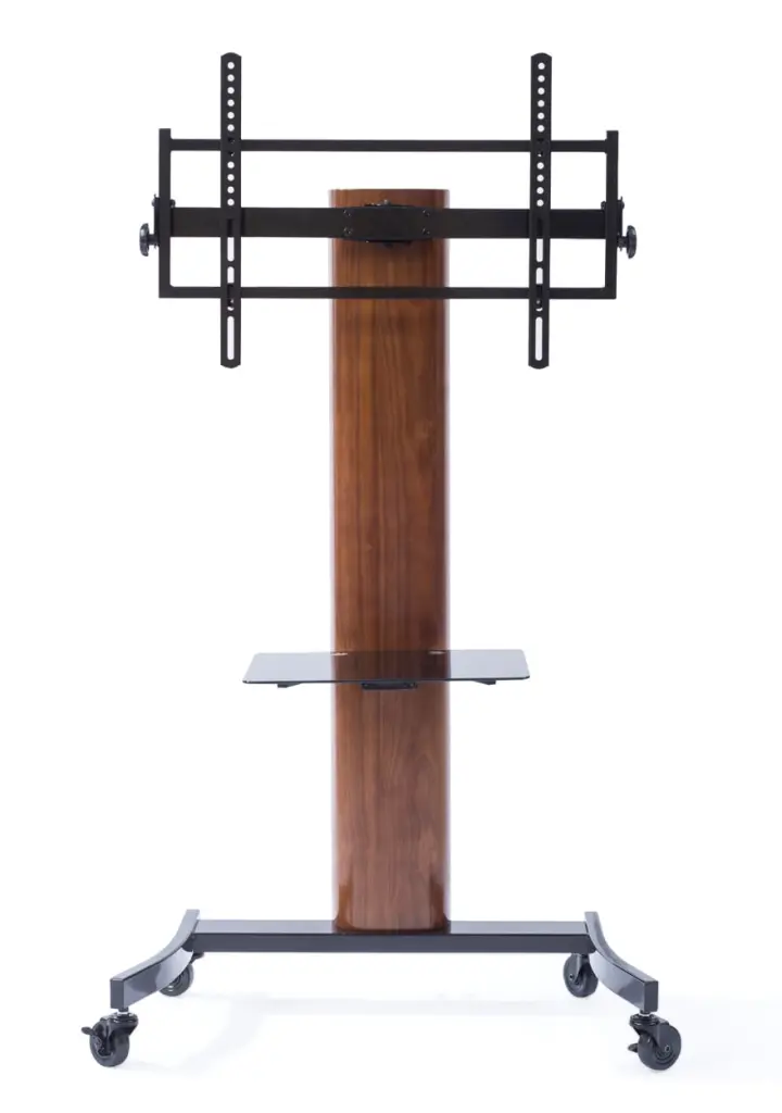Curved Wood Flat Panel TV Stand Mount 40-75 Inch TVs - Walnut/Black Finish Transdeco International
