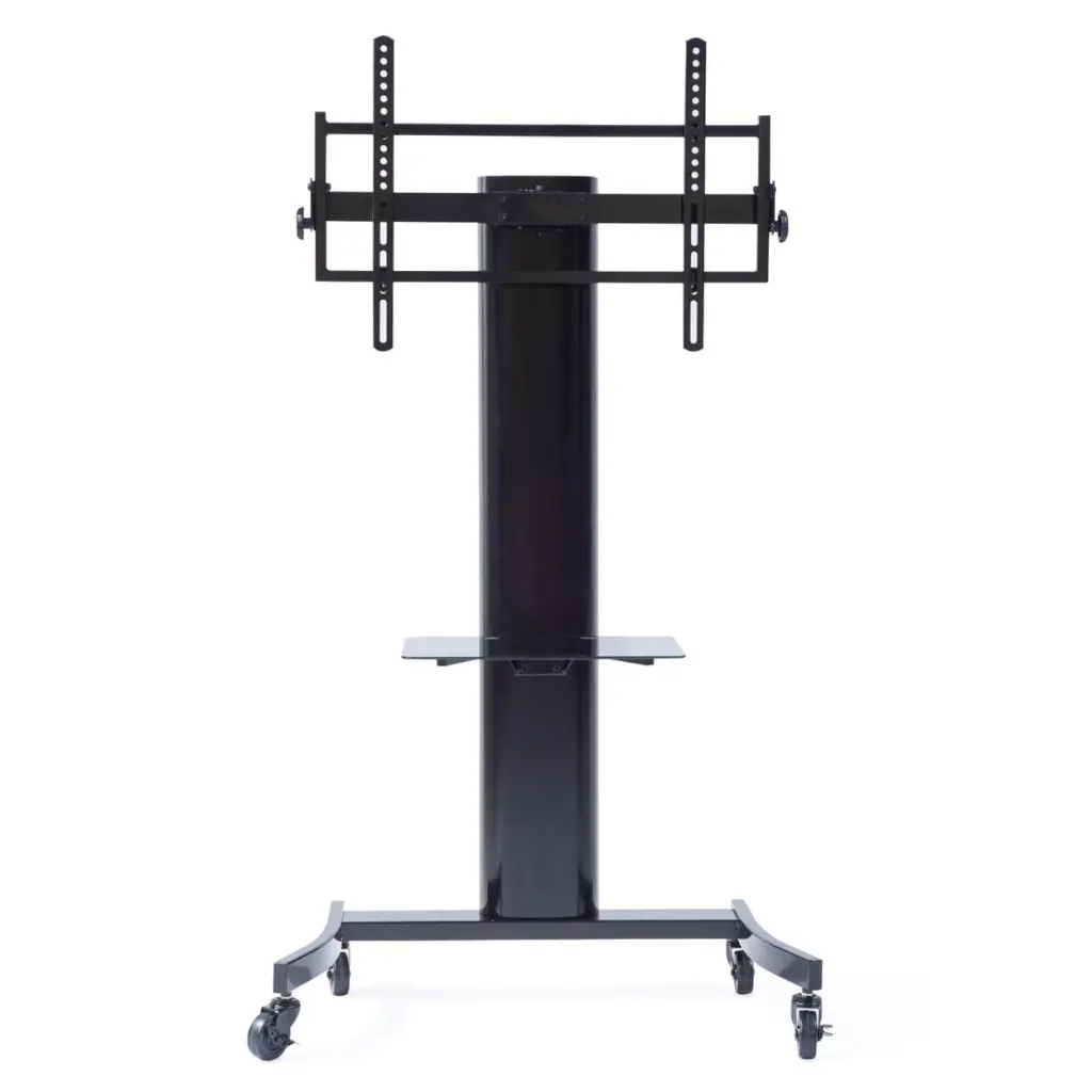 Curved Wood Flat Panel TV Stand Mount 40-75 Inch TVs - Black Finish Transdeco International
