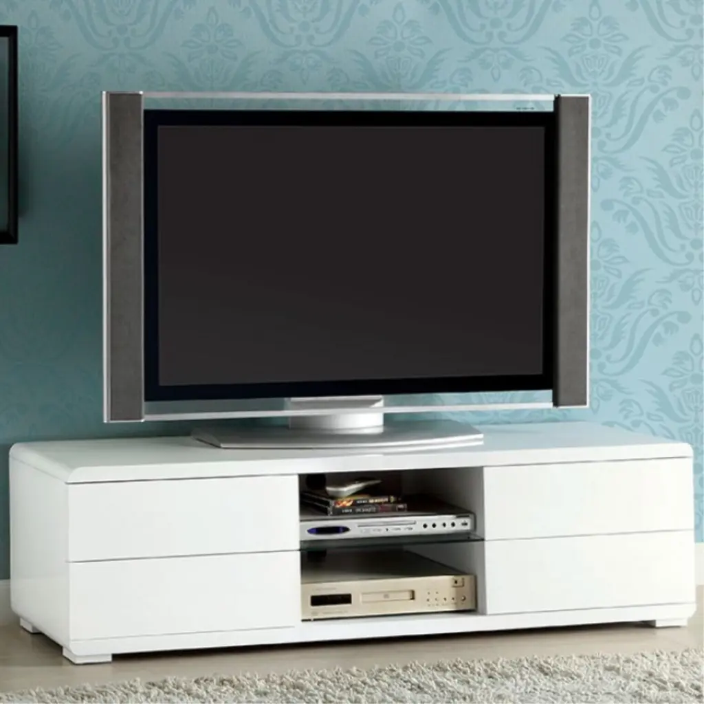 Cerro Brilliant 59 Inch Modern TV Console White Living Room Benzara