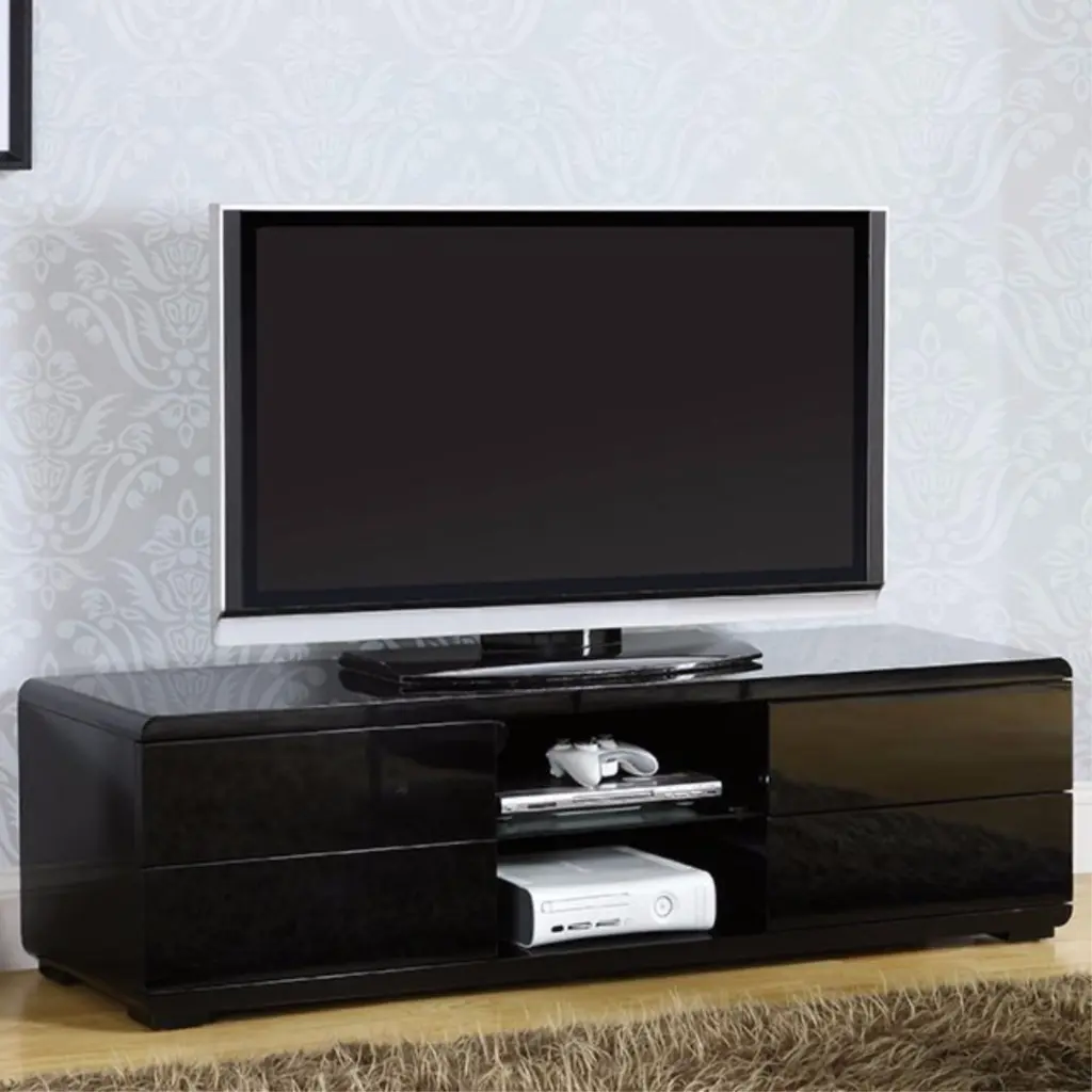 Urbane Contemporary 59 Inch Black TV Console Benzara