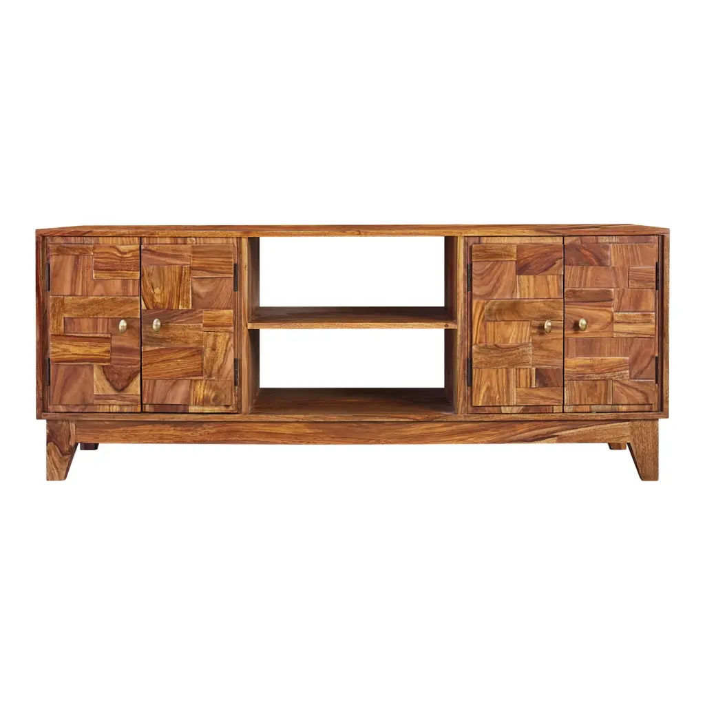 4-Door Natural Sheesham Wood TV Console Coaster Company