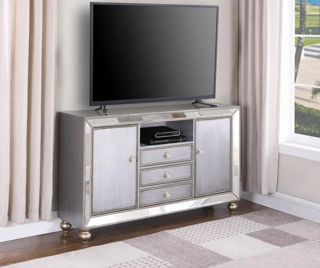 Contemporary Metallic Platinum 60 Inch TV Console Coaster Company