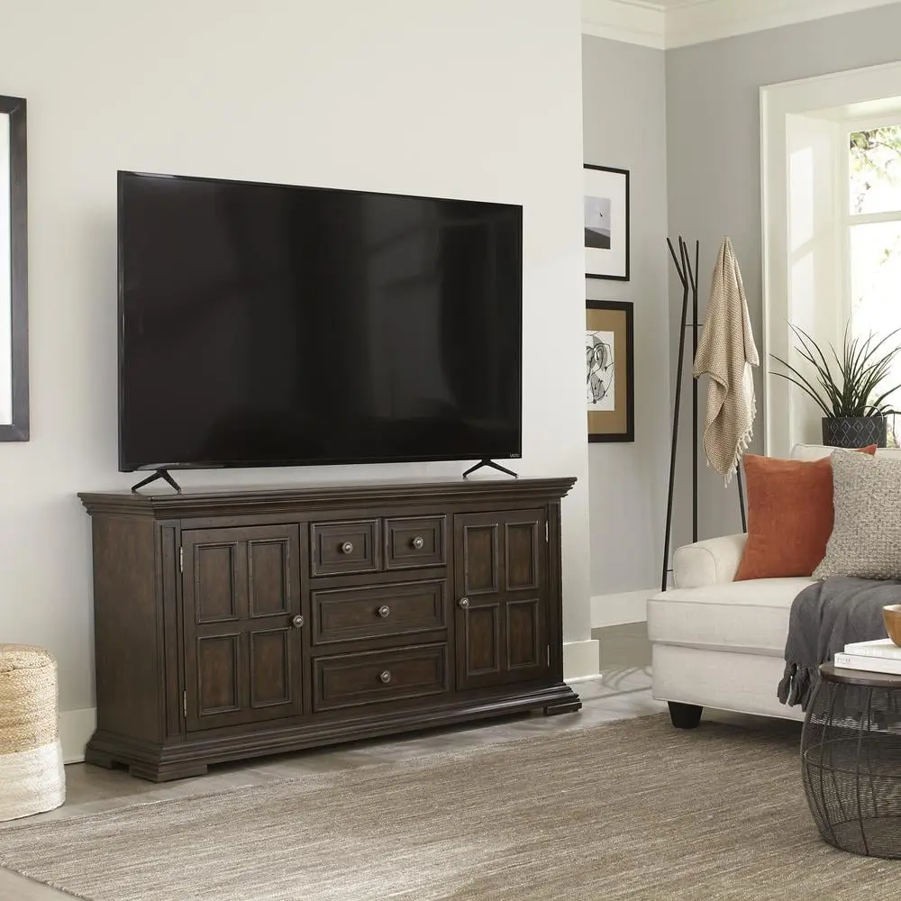 Liberty Furniture Big Valley 66 Traditional Wood TV Console Brownstone