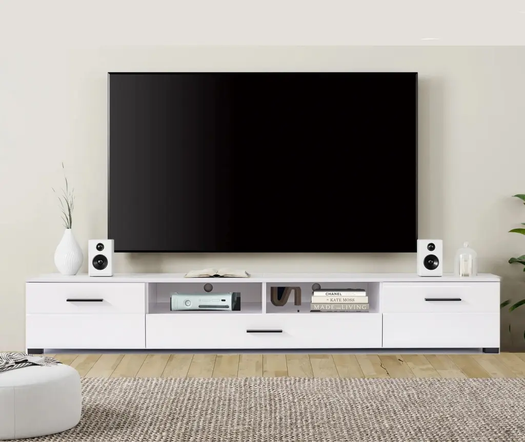 80 Inch TV Stand Console Drawers and Open Storage - Contemporary Entertainment Center Living Room Urbanien