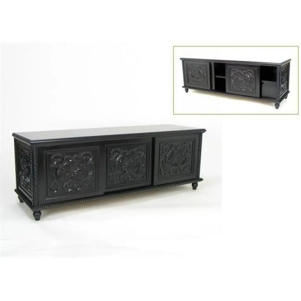 Wayborn Mercer 62 Inch Ebony TV Stand Console