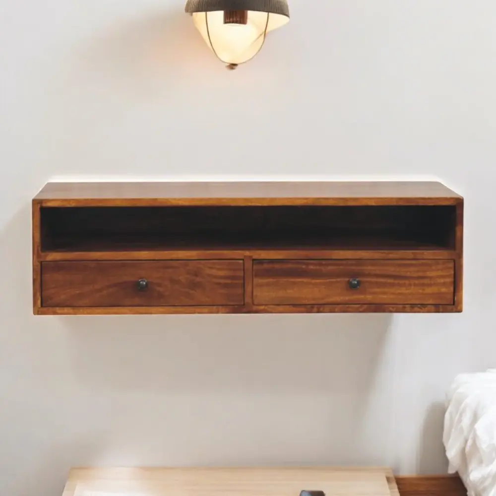 Lunar - 2 Drawer Wall Mounted Media Unit - Chocolate