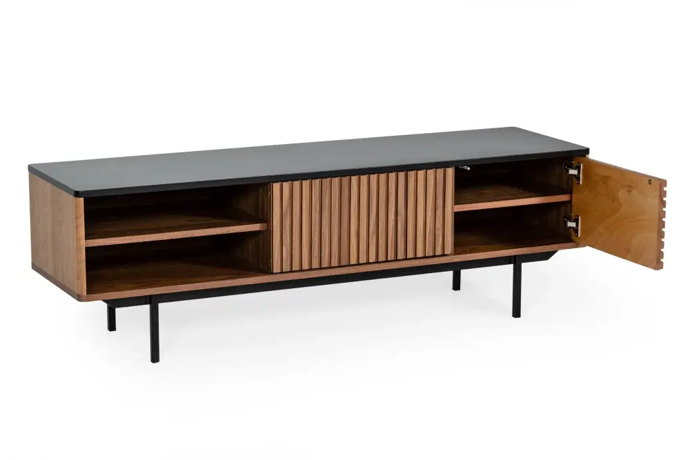 Modrest Maggie - Minimalist Walnut and Grey TV Stand