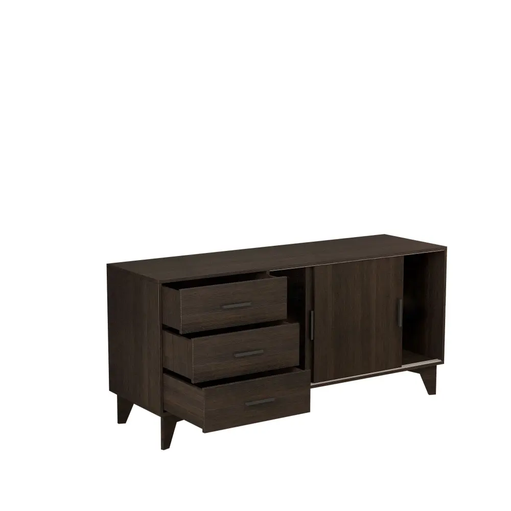 Parker - TV Stand Sliding Doors And Drawers - Charcoal Brown