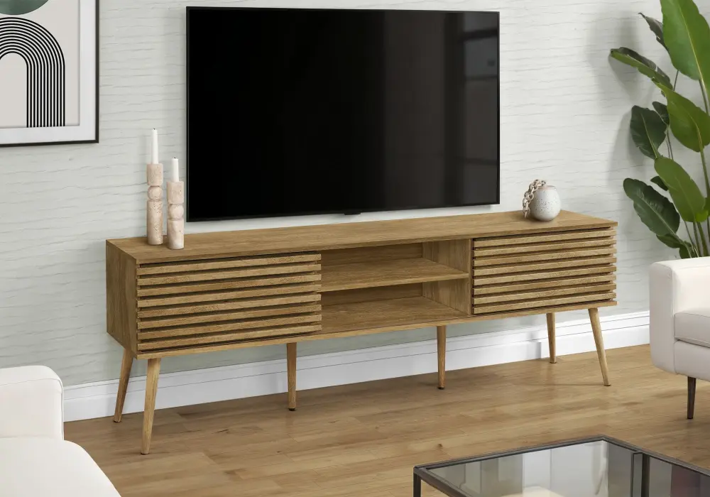 TV Stand, 72 Inch, Media Entertainment Center, Storage Cabinet, Console, Storage Shelves, Contemporary & Up-to-date - Walnut
