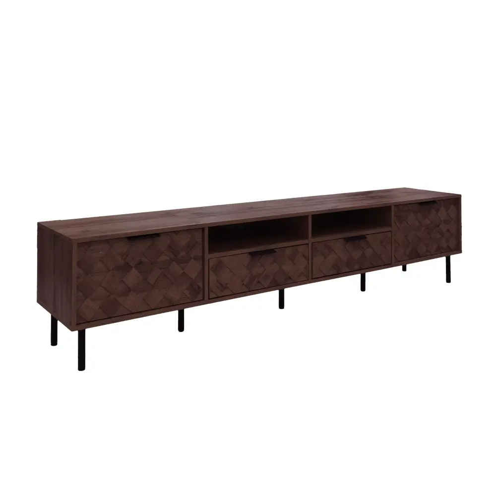TV Stand TVs Up To 85" Closed Storage, Smooth Closing Hinges, Living Room Entertainment Center - Walnut