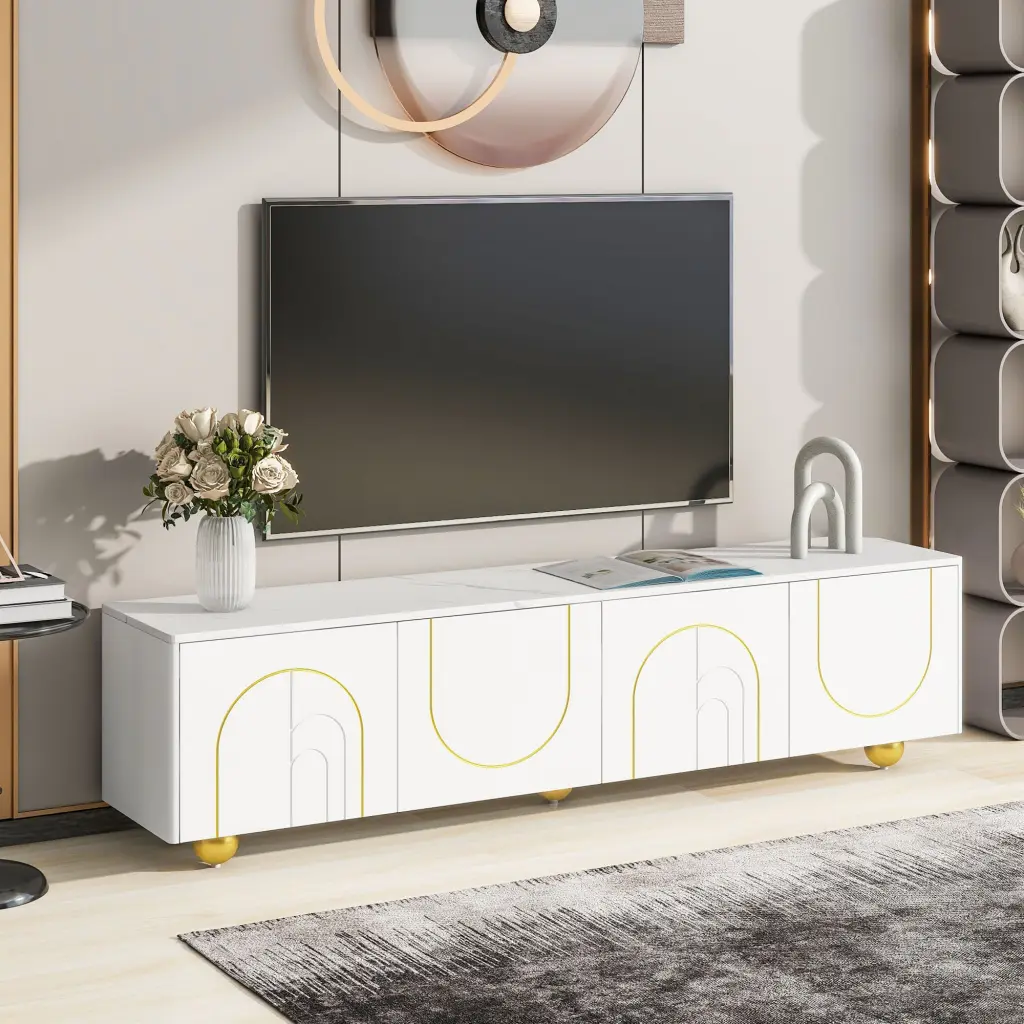 Modern TV Stand 75 Inch TVs Entertainment Center Storage rnb