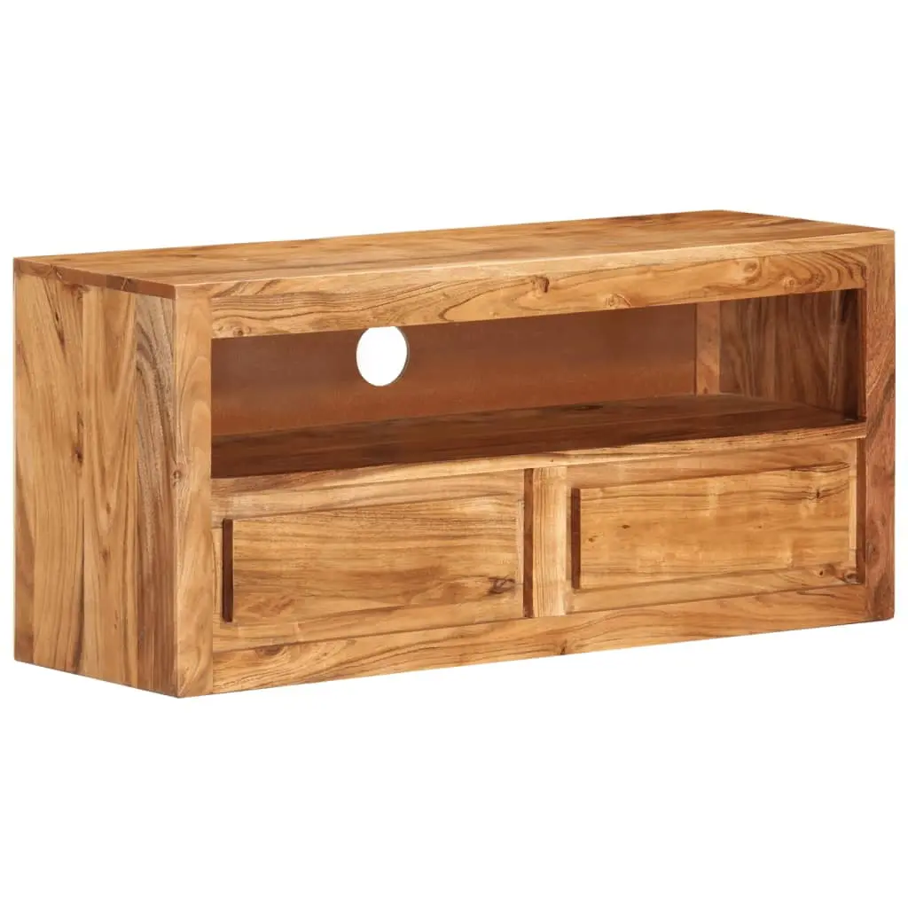 vidaXL TV Stands 2 Piece Set, 34.6 Inch Solid Wood Acacia Entertainment Center