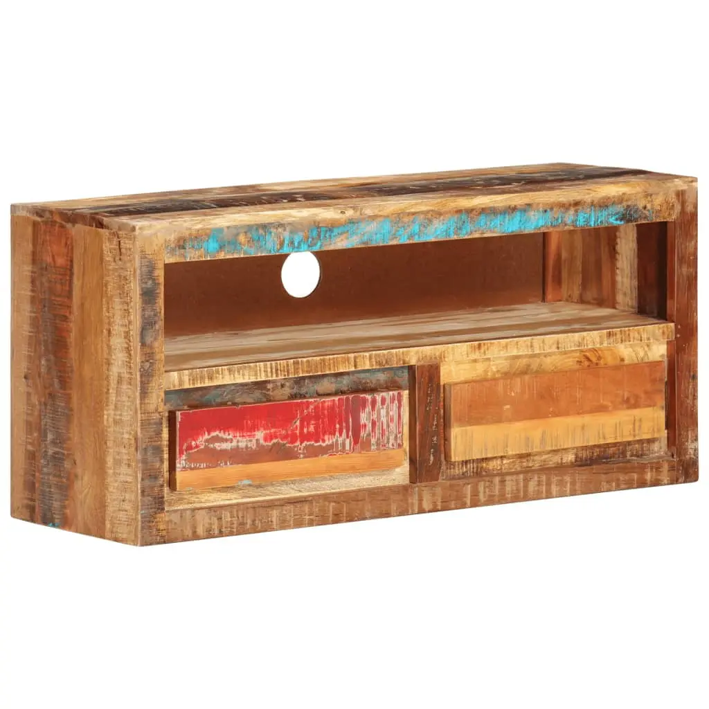 vidaXL TV Stands 2 Piece Set, 34.6 Inch Solid Reclaimed Wood Entertainment Center