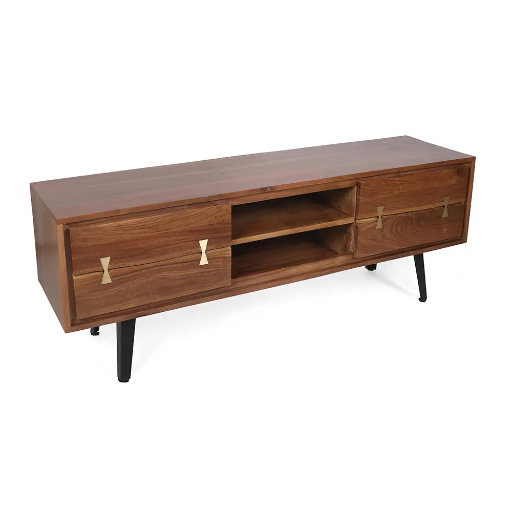 58x14x17.5 Asther Acacia Timber TV Cabinet Natural Timber Brown Primary Living w2078