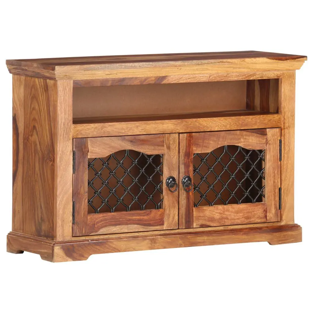 35.4 Inch Solid Wood Sheesham TV Stand Storage Shelf