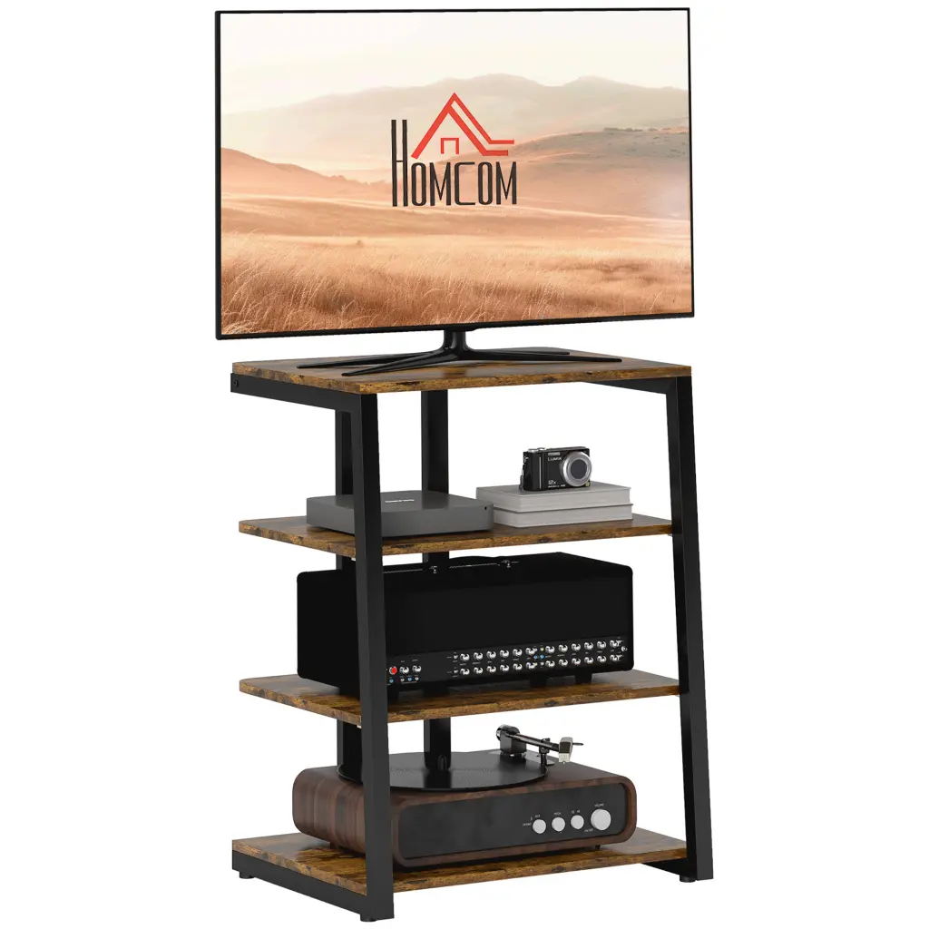Homcom Tv Stand 28 Inch Tvs Entertainment Center Adjustable Shelves aosom business