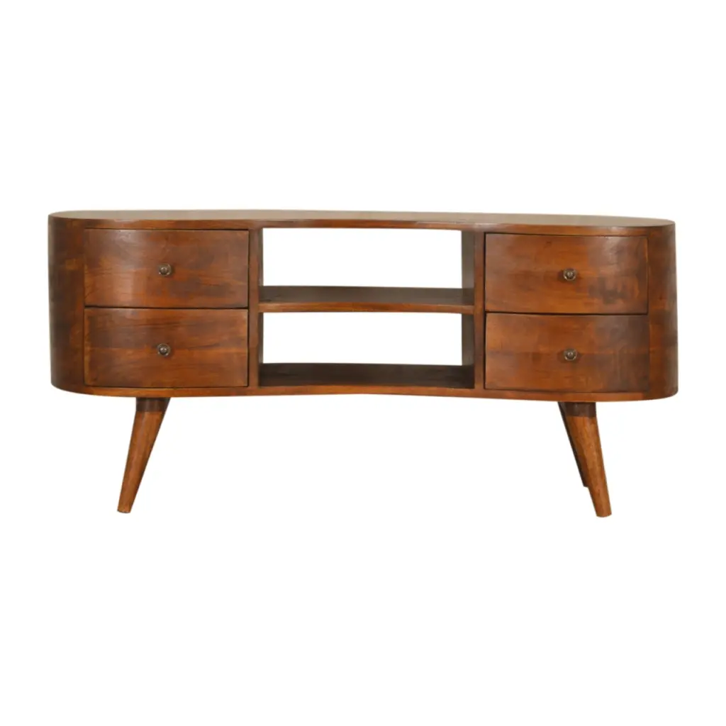 Chestnut Wave Entertainment Unit Solid Wood TV Stand Media Console artisan furniture