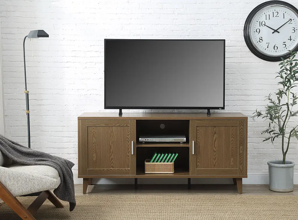Briggs Modern 60 Inch TV Stand TVs Up To 65 Inches Walnut Finish bridgevine home