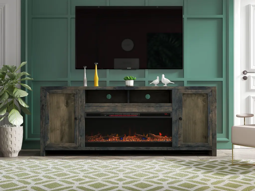 Joshua Creek 83 Inch Electric Fireplace TV Stand TVs Up to 95 Inches Living Room Entertainment Center bridgevine home