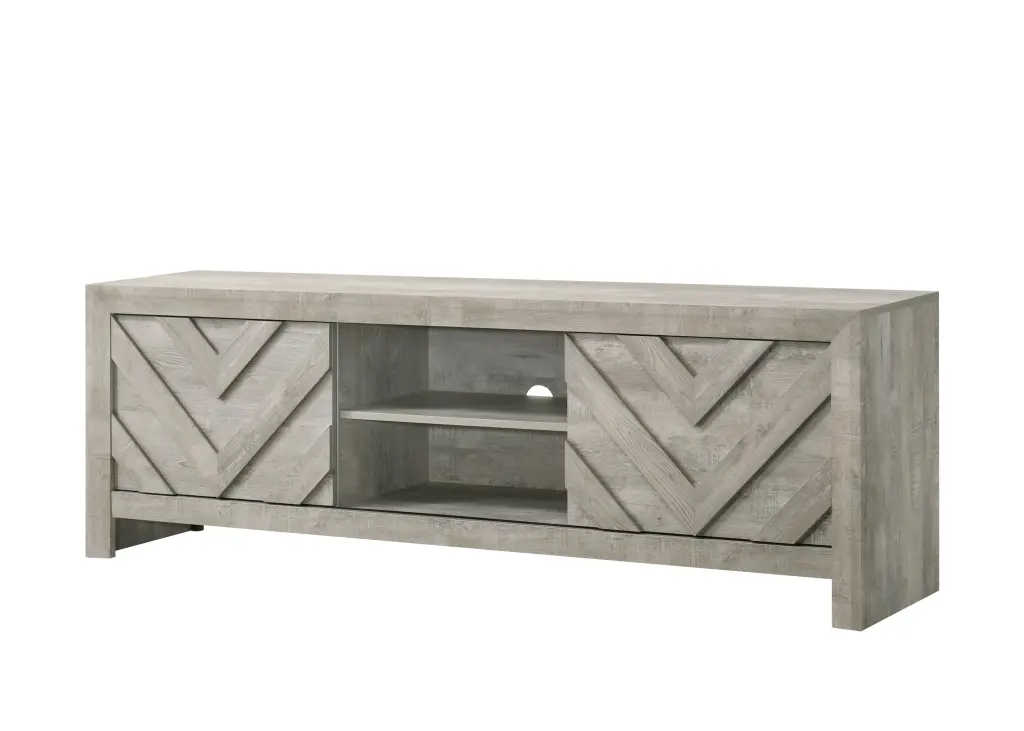 Valor TV Stand Antique White Gray Transitional Wood Entertainment Center crown mark inc
