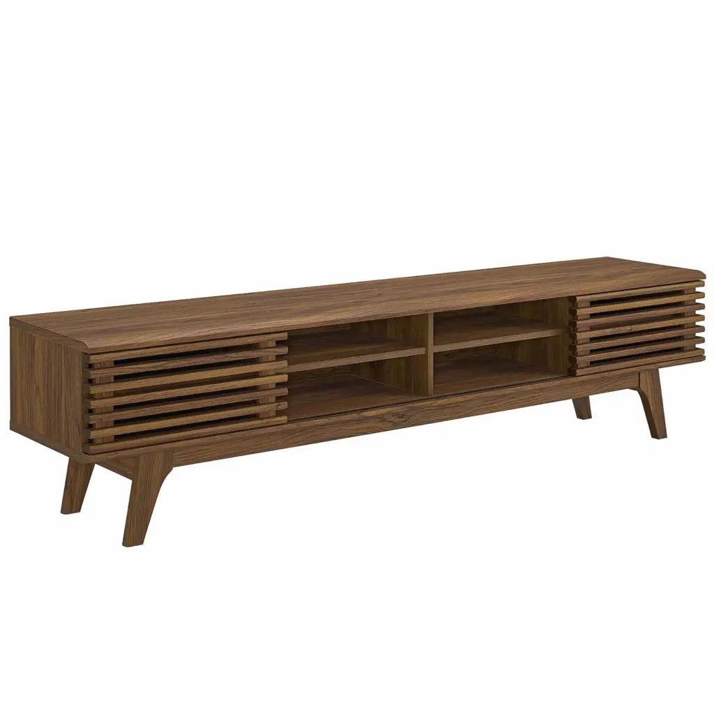 Ergode Render 70 Walnut TV Stand Entertainment Center Storage Living Room