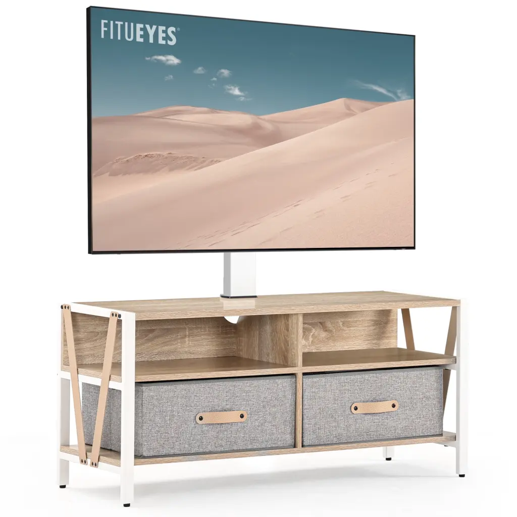 FITUEYES White TV Stand Swivel Mount TVs up to 75 Inches