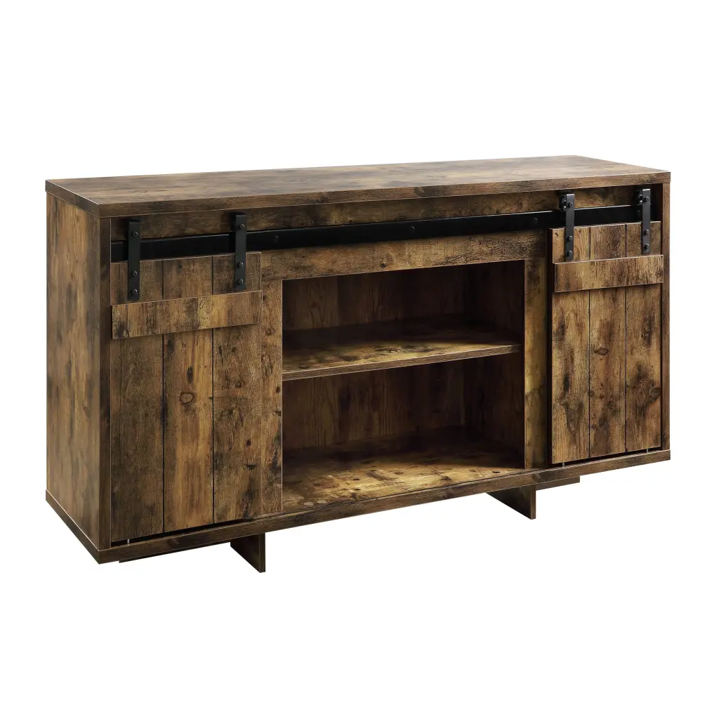 Rustic Oak Tv Stand 2 Barn Doors Rustic Primary Living Space 50.5 Inch furniture max