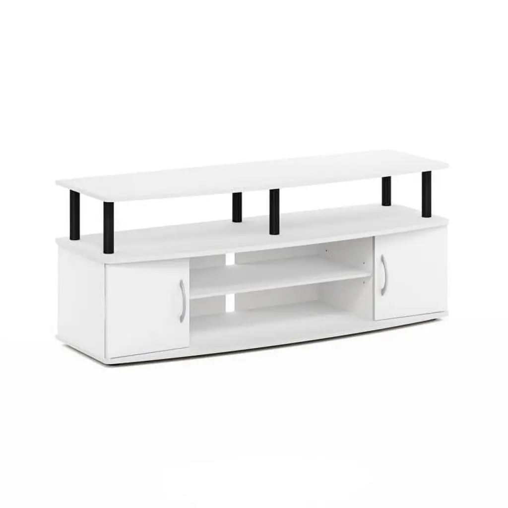 JAYA Large Entertainment Center TVs up to 55 Inches - White and Black Media Console Lauren Ralph Lauren
