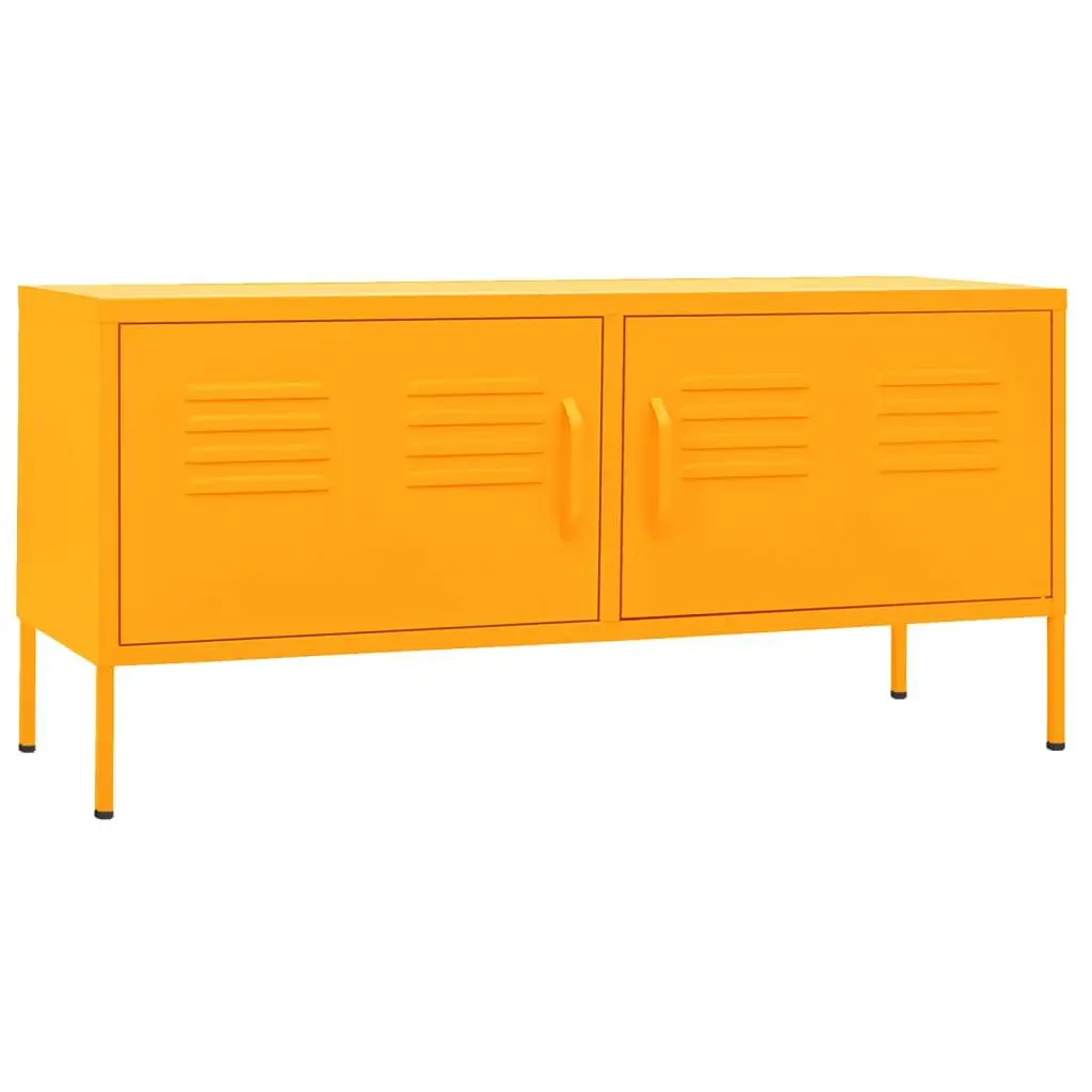 Mustard Yellow TV Stand 41.3 Inch Wide Steel Media Console Storage