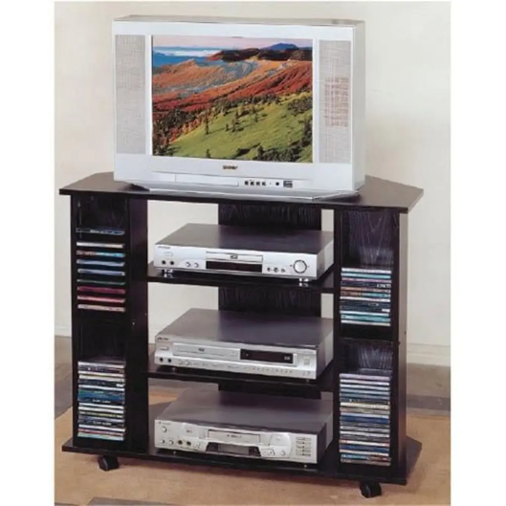 Ore International R556BK 35 Inch Black TV Stand Flat Screen TVs