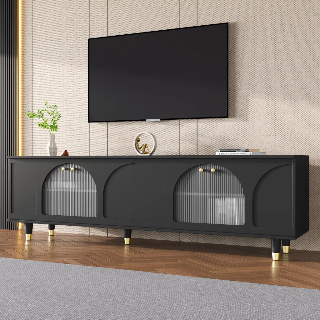 Contemporary TV Stand Adjustable Shelves TVs Up To 78 Inches rnb