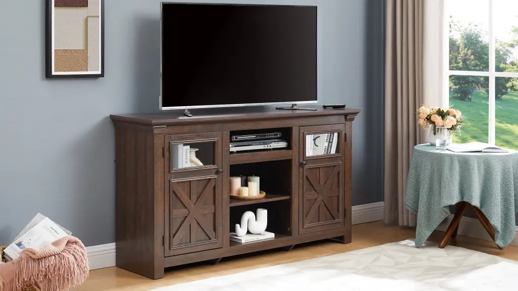 Farmhouse TV Stand Cabinet 2 Doors Barn Design Modern Style rnb