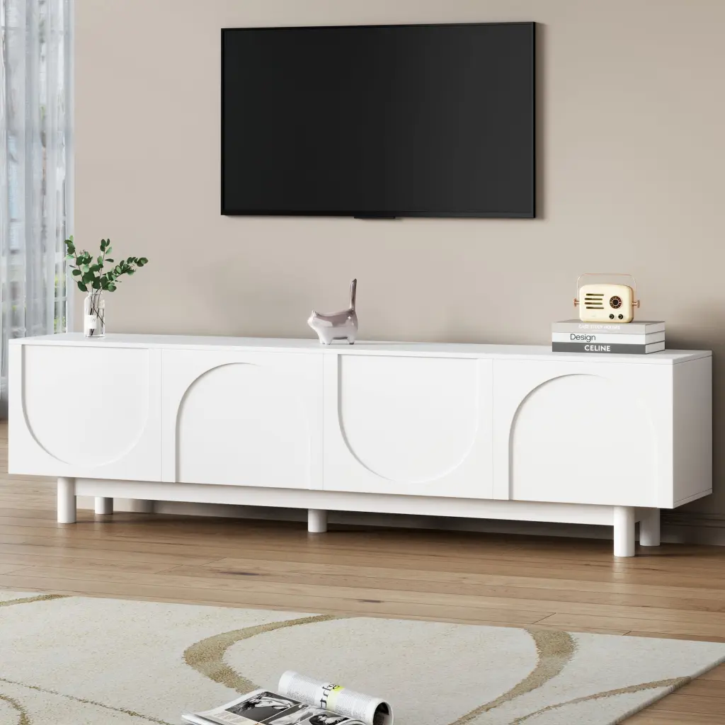 Graceful TV Stand Arch Cabinets TVs Up to 78 Inches Minimalist Design rnb