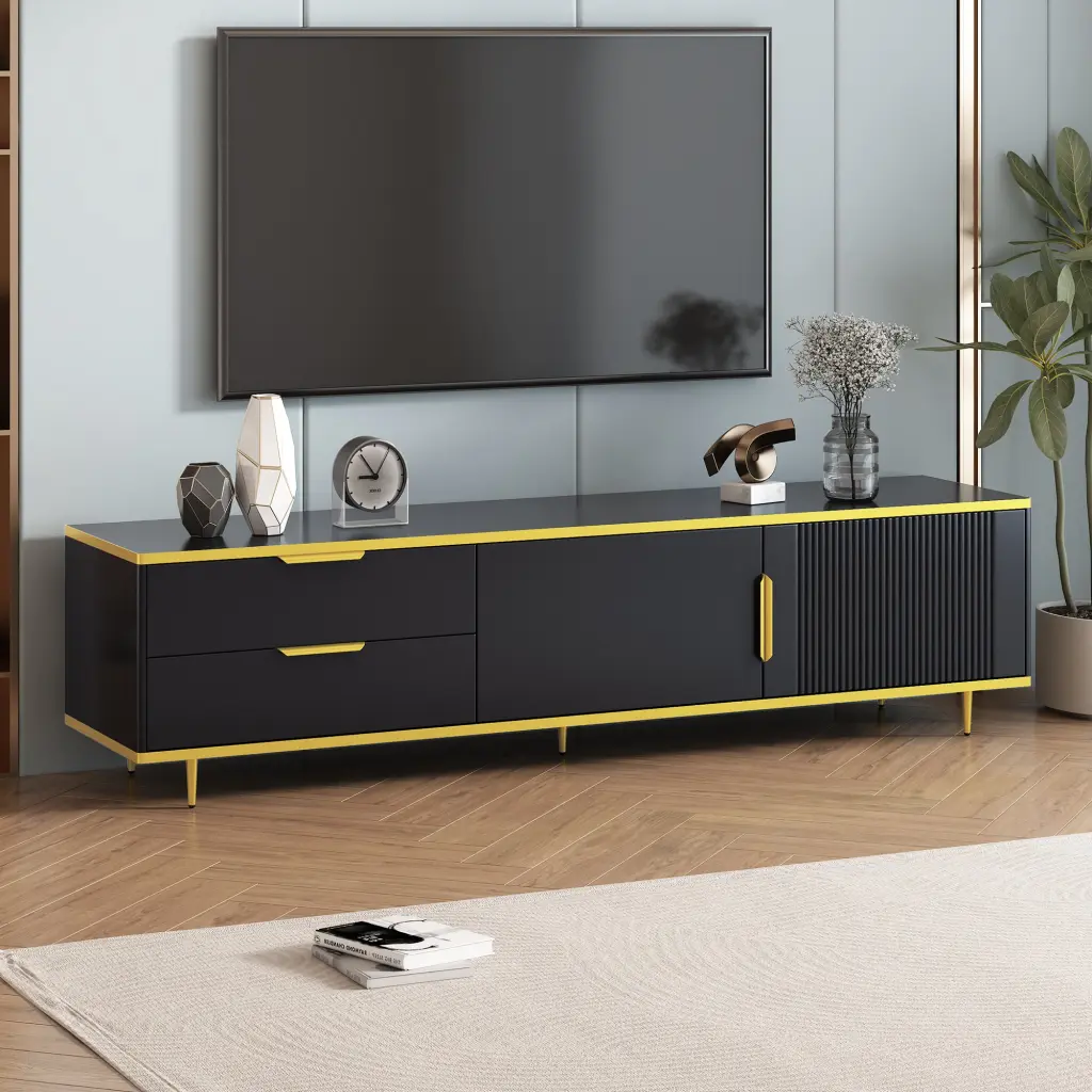 Modern TV Stand 65 Inch TV Entertainment Center Media Console Storage rnb