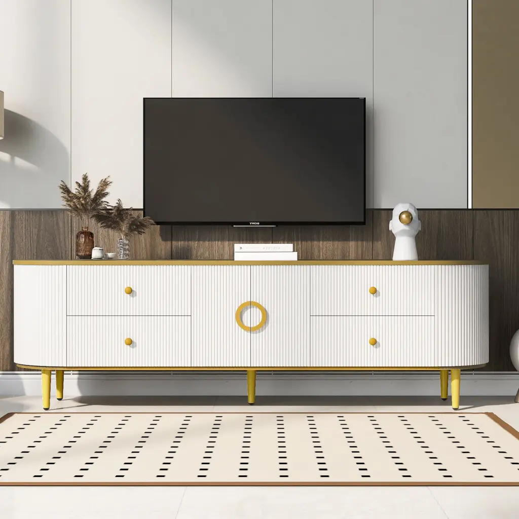 Modern TV Stand TVs Up To 80 Inches Entertainment Center 4 Doors rnb